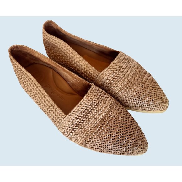 PAUL GREEN Evalina Tan Leather Woven Slip On Loafer Shoe Size 10 - Picture 1 of 7